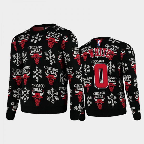 Coby White Chicago Bulls #0 Men's 2020 Christmas Snowflake Sweater - Black