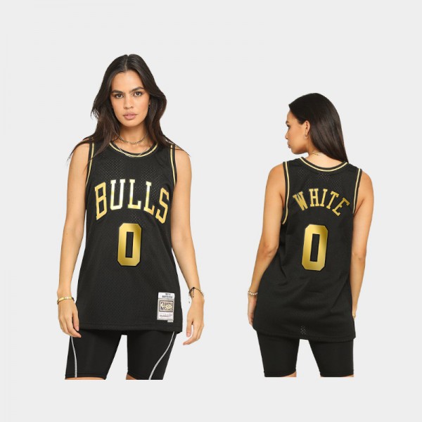 Coby White Chicago Bulls #0 Men's 2021 Golden Edition Hardwood Classics Limited Allocation Jersey - Black