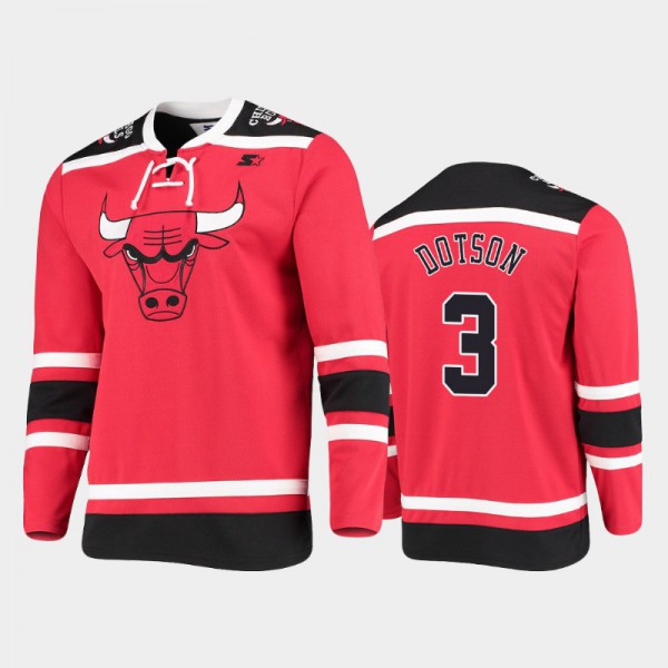 Devon Dotson Chicago Bulls #3 Men's Hockey Pointman Fashion Jersey - Red