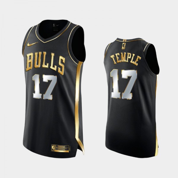 Garrett Temple Chicago Bulls #17 Men's Golden Authentic Men Golden Edition Authentic Limited Jersey - Black