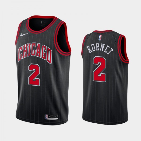 Luke Kornet Chicago Bulls #2 Men's Statement Pinstripe Jersey - Black