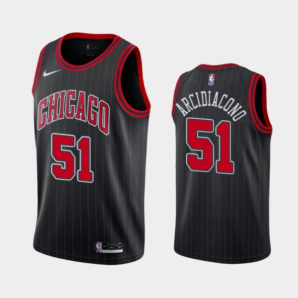 Ryan Arcidiacono Chicago Bulls #51 Men's Statement Pinstripe Jersey - Black