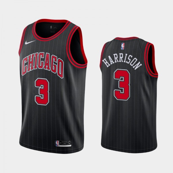 Shaquille Harrison Chicago Bulls #3 Men's Statement Pinstripe Jersey - Black