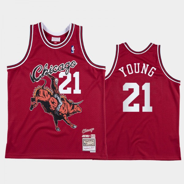 Thaddeus Young Chicago Bulls #21 Men's NBA Remix Juice Wrld x BR Remix Jersey - Red