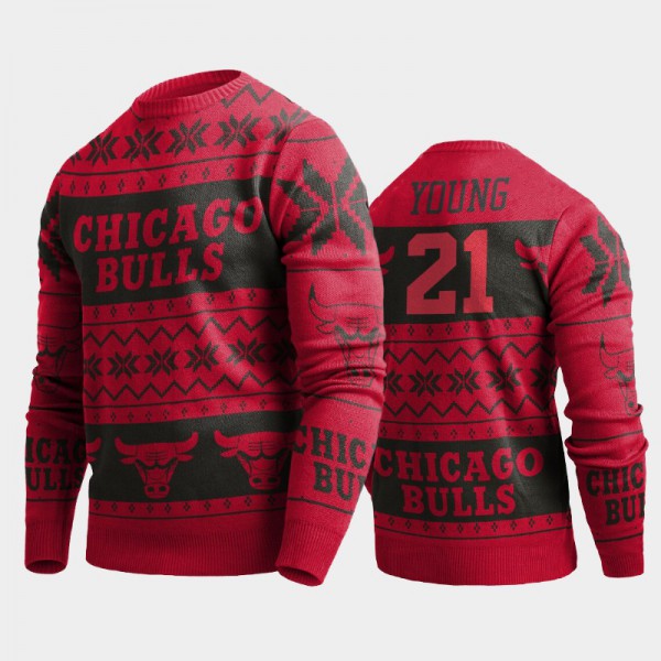 Thaddeus Young Chicago Bulls Men's 2019 Ugly Christmas Pullover Sweater - Red