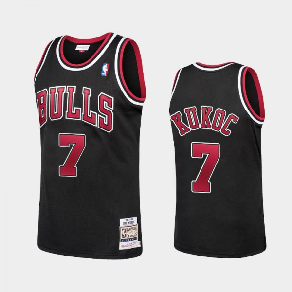 Toni Kukoc Chicago Bulls #7 Men's Hardwood Classics Bulls 1997-98 Authentic Jersey - Black