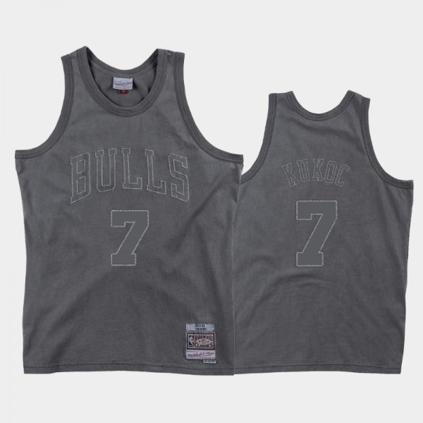 Toni Kukoc Chicago Bulls #7 Men's Washed Out Jersey - Gray