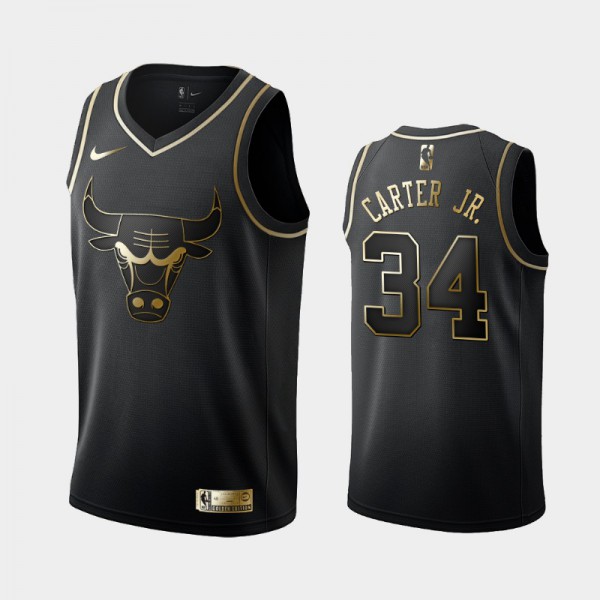 Wendell Carter Jr. Chicago Bulls #34 Men's Golden Edition Golden Logo Jersey - Black